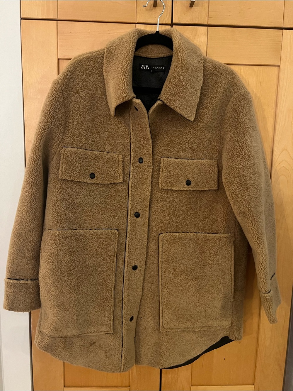 Zara Teddy Fleece Jacket in Brown Size Medium